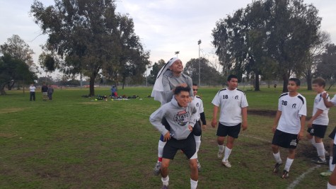 With another win, the boys deserve to have a little fun. Photo taken by Richard Estrella.
