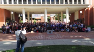 MESA 2015 students gather to take a group photo after a long day of competing and having fun. Photo by Brianna Rivera's father.​