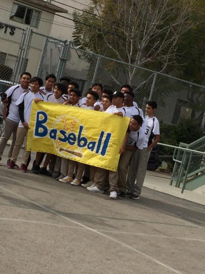 Baseball team in their 2018 season Pep Rally (Photo Source: Xochitl Arquieta)