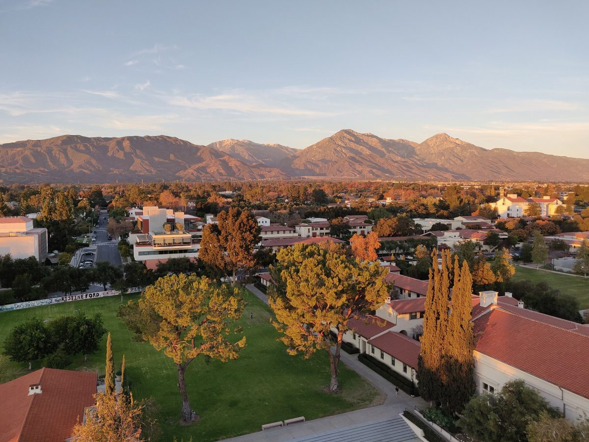 View north from Pomona College's Smith Clock Tower, with the San Gabriel Mountains in the background. Photo: Sdkb / Wikimedia Commons, CC BY-SA 4.0
